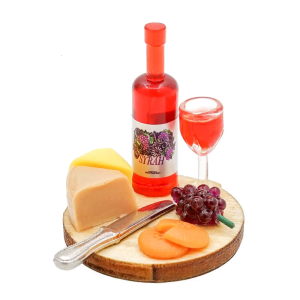 Dollhouses Cheese and Wine Board Set Model Pastry Toy Dollhouses Kitchen Decoration Accessories (Cheese Wine Set)