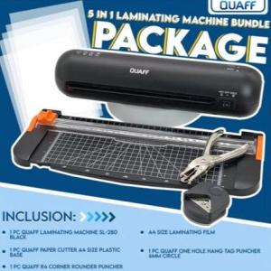 QUAFF SL280 Laminator 5in1 Bundle Set Laminator Machine A4 Size Hot and Cold Laminating Machine