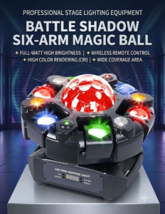 120W LED Moving Head Light DMX512 Disco Stage Lights 360° Rotating RGBW Laser Strobe Effect Light