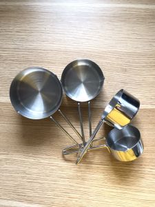 Bộ 4 muỗng đong định lượng 60m/ 80ml 125ml 250ml inox 430 đo lường dung dịch hoặc lường bột làm bánh múc cafe