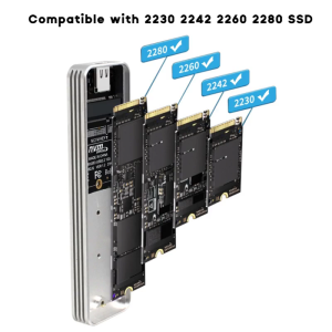M2 NVME SSD Enclosure Aluminium-alloy USB3.2 Type-C Gen2- Hard Drive Box Tool-free for M2 PCIe NVMe SSD 2280/60/42/30