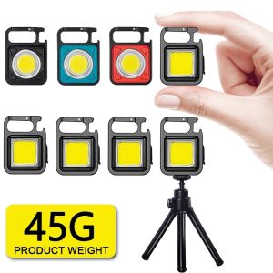 CCW Mini LED Camping Light Pocket Flashlight Light COB Keychain Light USB Charging Emergency Lamps Strong Magnetic Light for Outdoor Camping Small Light Corkscrew