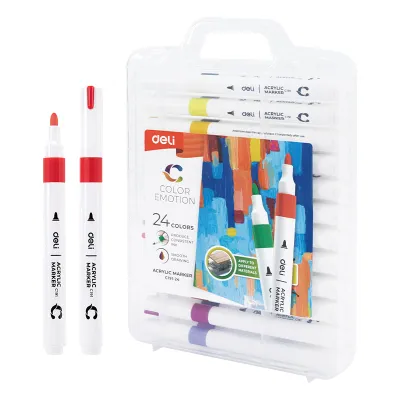 Deli 12/24/36 Colors Acrylic Marker Pen Waterproof Art Painting Pens EC191