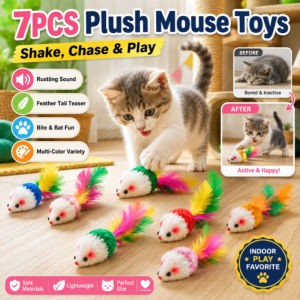 Interactive Plush Mouse Cat Toy Self Play Kitten Teaser Fun Catnip Toy Indoor Cats