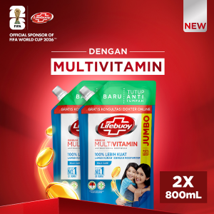 Lifebuoy Sabun Cair Refill Antibakteri Mild Care Activ Silver+ Formula & Milk Cream 800ml x2