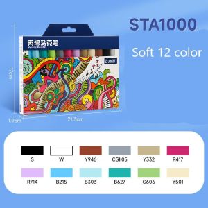STA 1000 Acrylic painter Markers 12/24 Colors Water-based Paint Marker pen Set Ceramic Glass Wood Fabric DIY Painting Art Supplies