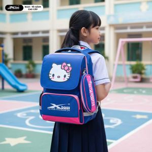 Ba Lô Học Sinh Tiểu Học Nữ Xbags Pretty Xb3018 Xanh Hồng Cao Cấp Chống Nước Bền Bỉ Ngăn Rộng Tiện Dụng Họa Tiết Hello Kitty Xinh Xắn Dễ Thương!