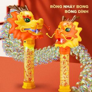 Súng bắn bong bóng máy thổi bong bóng rồng vàng phong cách Trung Hoa có đèn dùng pin sạc - Happy Home 4U