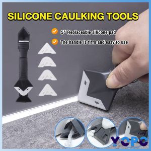 YoPo Silicone Caulking Scraper Tools Silicone Caulking Scraper Tool With 5 Replaceable Silicone Pads