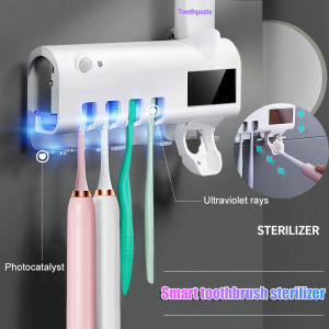 Smart Toothbrush Holder UV Toothbrush Disinfection Solar+USB Charging Automatic Toothpaste Dispenser Bathroom Accessories