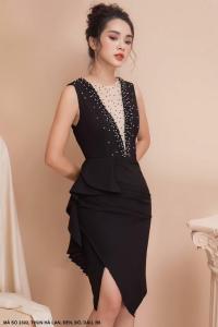🎀MYDU SHOP🎀 MS 2302 Đầm dự tiệc thiết kế cổ lưới đính ngọc trai chân váy lai nhọn
