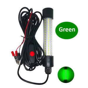 1200LM 5M LED Submersible Fishing Light Deep Drop Underwater Fish Lure Bait Finder Lamp Squid Attracting 12-24V White/Green/Blue