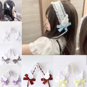 Womens hóa trang thành hầu gái Dây Buộc Tóc Gothic Headband với ren dễ thương cánh & bowknots lolitas Phụ kiện tóc cho Đảng hiển thị