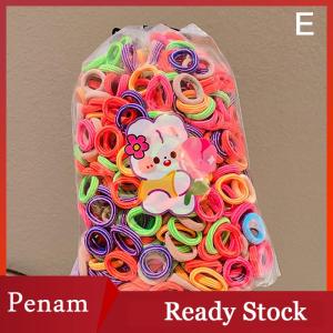 [PAM] 100PCS Colorful Basic Nylon Ealstic Hair Band Kids Girls Ponytail Holder Ties Scrunchie Mini Headwear Rubber Bands Hair Rope