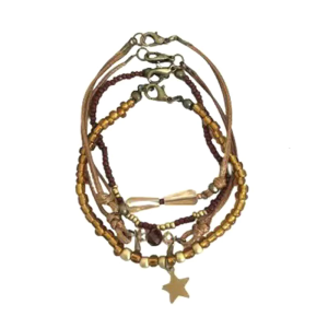 Braided Coffee Bead Bracelet Geometric Handchain Unique Handmade Wedding Accessory Plastic Texture for Women