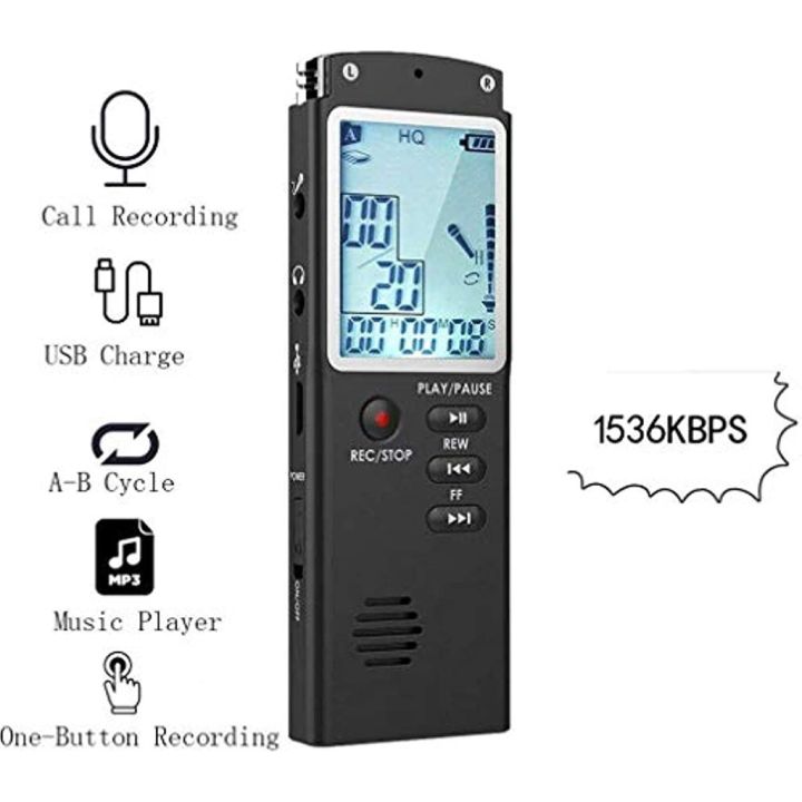 Digital Voice Recorder, 16GB Audio Recorder With Playback