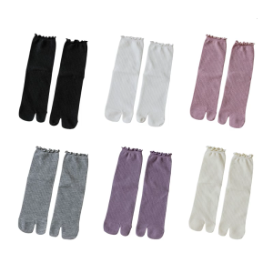 Tabis Flip Flop Socks Two Toe Split Socks Japan Tabis Socks Cotton Ankle Socks Ruffle Trim Frilly Crew Socks Sandal Socks