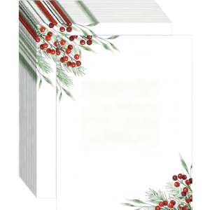 กระดาษคอมพิวเตอร์ขอบลายคริสต์มาสหัวจดหมายต้นคริสต์มาสวันหยุดกระดาษเครื่องเขียน100ชิ้นสำหรับโน้ตตัวอักษรถึงซานต้าเครื่องพิมพ์กระดาษเชิญไปโรงเรียนในสำนักงาน