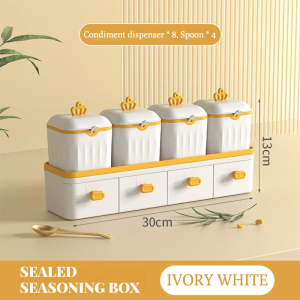 HOMEKING | Crown Seasoning Pot Drawer Type Seasoning Box Set Condiment Storage Container Salt Monosodium Glutamate Preservation Box