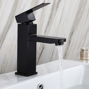 BAOKEMO Black Stainless Steel Basin Tap hs4fdl Single Cold 1/2inch