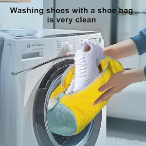 2PCS Shoe Washing Bag Washing Machine Laundry Bags with Zipper Closure Shoes Cleaning Bag Shoes Laundry Fluffy Fibers Sneaker