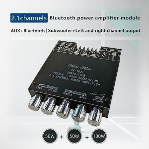High Fidelity ZK-TB21 2.1 Channel Bluetooth Digital Amplifier 160W*2+220W Subwoofer para sa Audio ng Kotse at Bahay