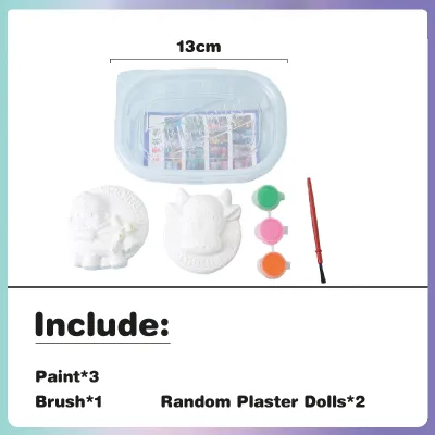 【2 in 1】box Cartoon coloring plaster doll white blank Childrens painting handmade diy educational toys graffiti painting