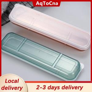 [COD] AqToCna Ship within 24 hours Travel Outdoor Reusable Tableware Box School Home Slot Design Practical Cutlery Transparent Cover Storage Box