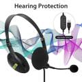 USB Headset Lightweight Comfortable Headphone with Flexible Noise-canceling Microphone Universal for Computers Laptops PCs. 