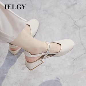 รองเท้าแตะผู้หญิงฉบับภาษาเกาหลีรองเท้าแตะ Baotou ใส่ได้ทุกคู่จากส้นสูงหนาสั้น