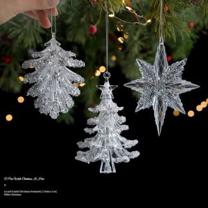 GHS Acrylic Christmas Ornaments Hanging Christmas Ornaments Acrylic Clear Deer Ornaments Gifts Hanging Loop Snowflake Ornaments Christmas Tree Decor
