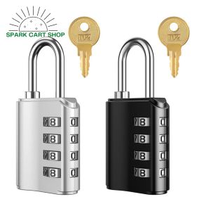 SPARK CART SHOP stock no.RRR，1pcs Combination Lock 4 Digit Security Padlock with Key Weatherproof Design Combo Lock for School Sports or Gym Locker Employee Locker Fence Gate Case Toolbox