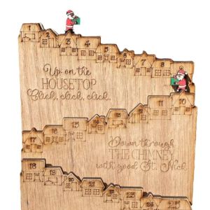 TURHA Wood Christmas Advent Calendar Three-dimensional Castle Shaped Christmas Countdown Calendar Party Ornaments with Santa Claus Ornaments Gift