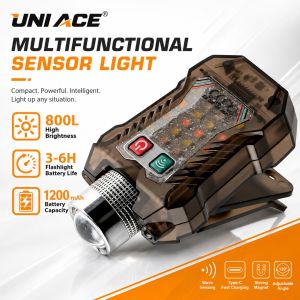 Outdoor Multifunctional LED Flashlight Motion Sensor Headlight Portable Rechargeable IP65 Cap light