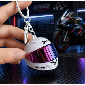 Creative Mini Luminous Helmet Keychain Accessories Night Light Car Keychain Schoolbag Pendant Gift