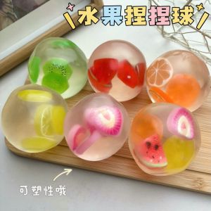 Transparent Fruit Coconut Oil Hand Ball Squishy Toy Decompression Toy