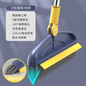 BOSSLU Sikat Pembersih Kamar Mandi Sikat Lantai Celah Bentuk V Dengan Serokan Air Wiper Serbaguna
