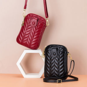 Ando Design 2021 New Genuine Cow Leather Shoulder Sling Bags for Women Ladies Simple Phone Purse Small Wallet Bag Soft Casual Multifunction Girls Crossbody Bag