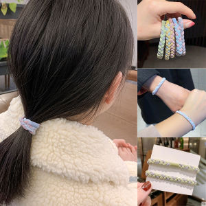 2Pcs Ins Korean Weave Head Rope Rubber Band Female Version Elastic Lovely Color Braided Hair Rope Hair Accessories Decoration