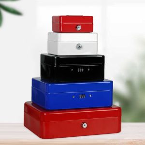 USEFUL TOOL Small/Large Locking Cash Box Double Layer Safe Lock Storage Box Durable Key Lock/ Password Money Saving Organizer Office