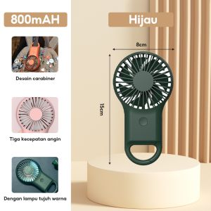 [LADSCI] Kipas Angin Mini Portable Recharge /RGB Light Rechargeable Pocket Fan/The Roku Mini Fan dengan Gesper dan Cahaya Berwarna-warni
