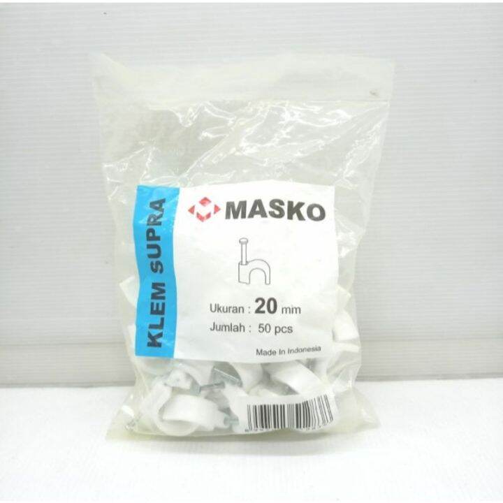 Masko Klem Kabel No 20mm Klem Pipa 20 Mm Paku Beton Isi 50 Grosir