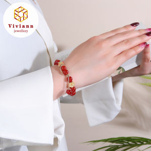 Viviann Original Design Vintage Light Jade Beaded Charm Bracelet Jewelry for Women Gifts Stone White Red Jade Beaded Bracelets Women Round Chalcedony Yoga Bangles Energy Healing Jewelry Gift