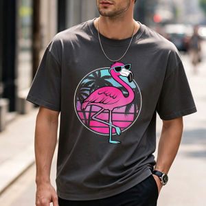 [Local Stock] HBESTY  Funny Flamingo Tropical Beach Summer Men Women T-Shirt Outdoors High Quality Cotton Short-sleev Y2k Top Harajuku Women Clothing