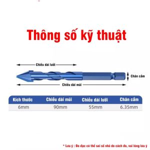 Mũi Khoan Đa Năng Cao Cấp V2 - Đầu Lệch Tâm Khoan Gạch Men Độ Cứng HRC 40