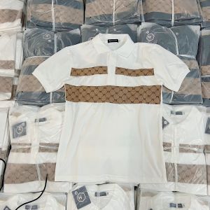 Áo thun nam cổ trụ tay ngắn may thêu phối họa tiết vải cotton co giãn 4 chiều thấm hút mồ hôi mẫu mới nhất hot nhất hiện nay hàng cao cấp