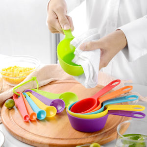 12Pcs Measuring Spoon Cup Stackable Coffee Powder Spice Measure Scoop Plastic Measuring Tool Set Multipurpose Cooking Baking Scale Tools Plastic Measuring Tool Set