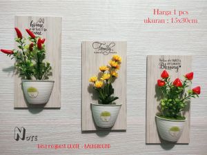 Hiasan Dinding Tanaman Artificial Rak Pot 3d Vertical Garden Unik Gantung Tempel bingkai kayu  dekorasi rumah