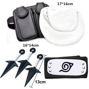 6pcs/SET Anime Cosplay Naruto Accessories Weapon Ninja Bag Kunai Headbands Shuriken Prop Akatsuki Kakashi Action Figure Toy Gift