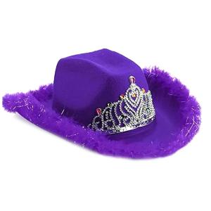 Shinning Tinsel Decors Cowgirls Hat for Women Men Breathable Cowboy Hat with Feather Curved Brim Western Style Felt Cap